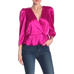 Free Press Pink Silk Blouse with Peplum size L
